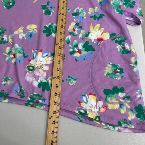 Logo Lounge Lori Goldstein Tunic Top Size 3X Purple Floral Pockets Artsy - Picture 8 of 10